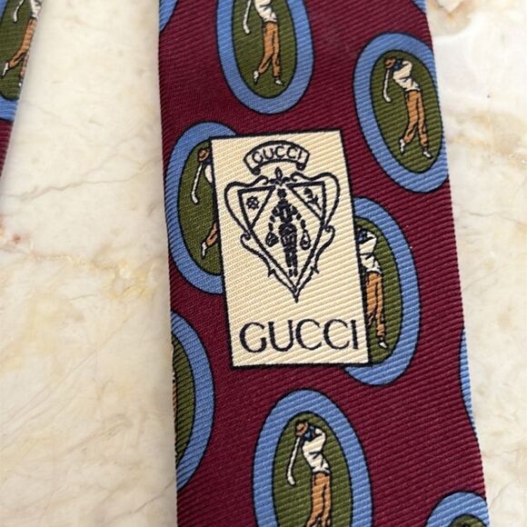 Gucci 100% Silk Golf Printed Tie - Picture 6 of 11